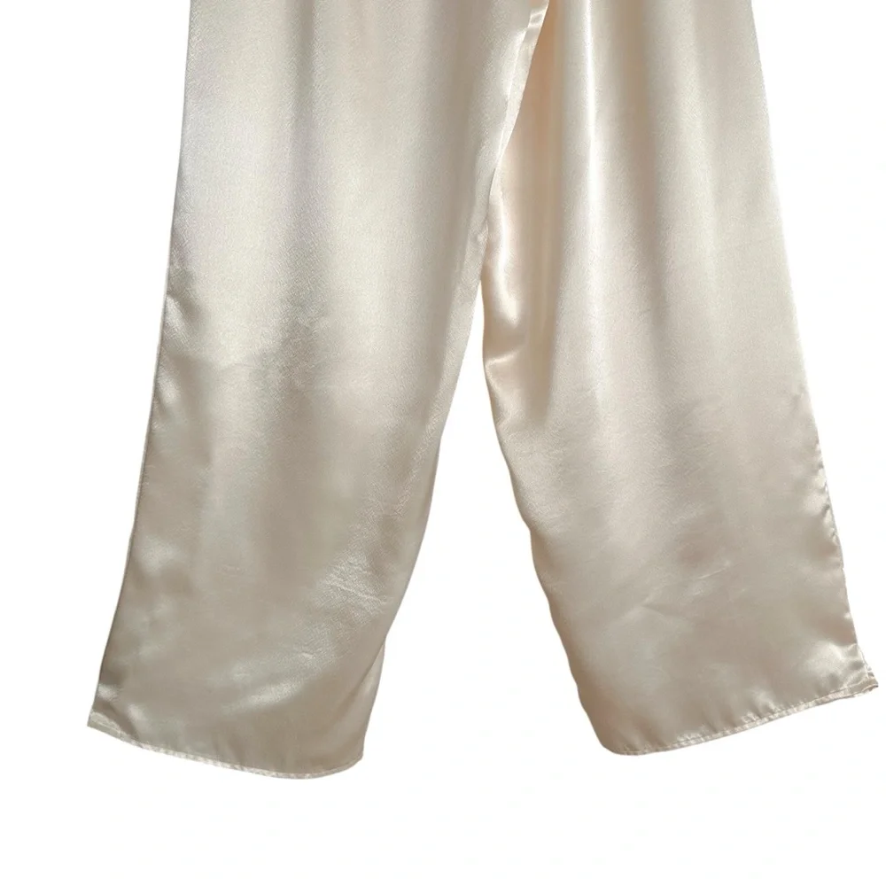 VICTORIA’S SECRET‎ Gold Label Champagne Satin Lounge Pants Wide Leg Hostess M